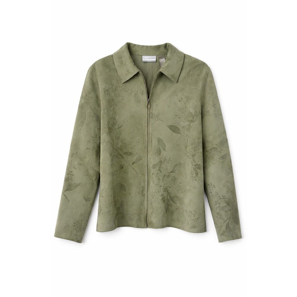 Alfred Dunner Petite Sage Floral Zip Jacket Cottagecore Teacher 14P Goblincore